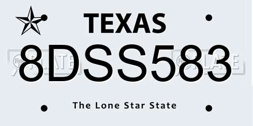 8DSS583 Texas License Plate
