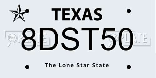 8DST50 Texas License Plate