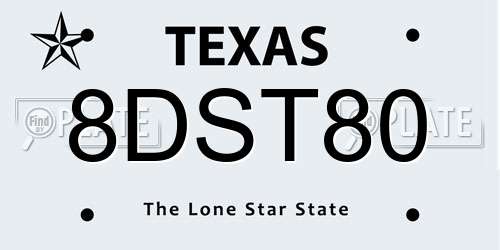 8DST80 Texas License Plate