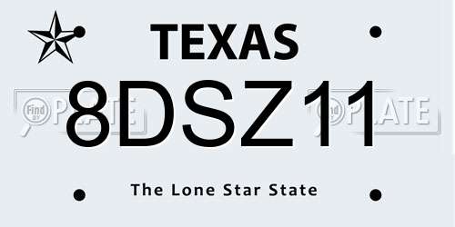 8DSZ11 Texas License Plate