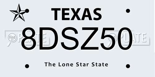 8DSZ50 Texas License Plate