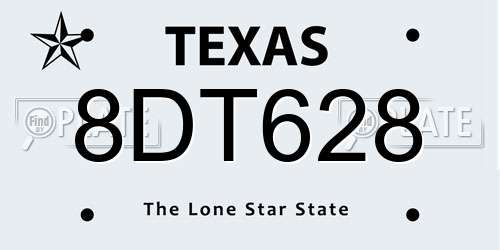 8DT628 Texas License Plate