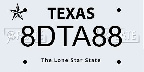 8DTA88 Texas License Plate