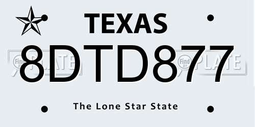 8DTD877 Texas License Plate