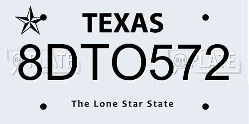 8DTO572 Texas License Plate