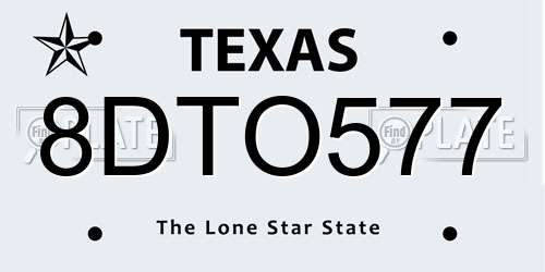 8DTO577 Texas License Plate