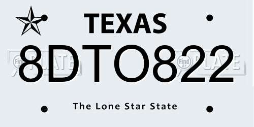 8DTO822 Texas License Plate