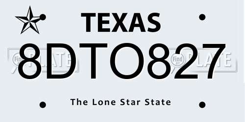 8DTO827 Texas License Plate