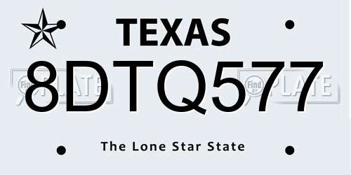 8DTQ577 Texas License Plate