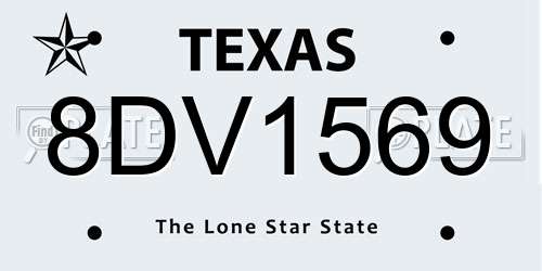 8DV1569 Texas License Plate