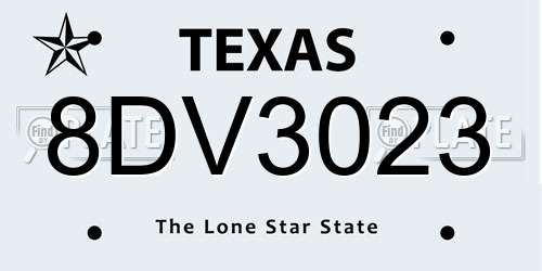 8DV3023 Texas License Plate