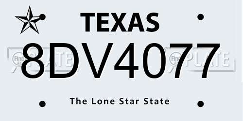 8DV4077 Texas License Plate