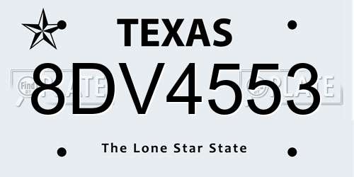 8DV4553 Texas License Plate