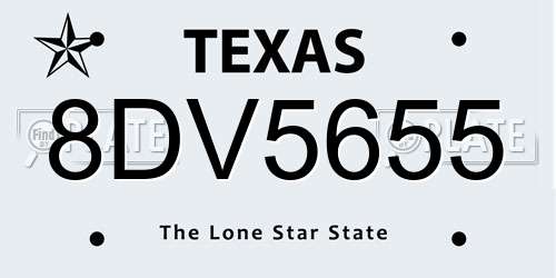 8DV5655 Texas License Plate