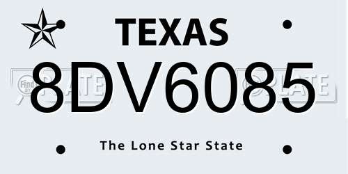 8DV6085 Texas License Plate