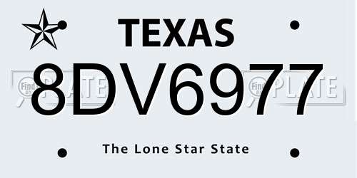 8DV6977 Texas License Plate