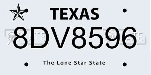 8DV8596 Texas License Plate