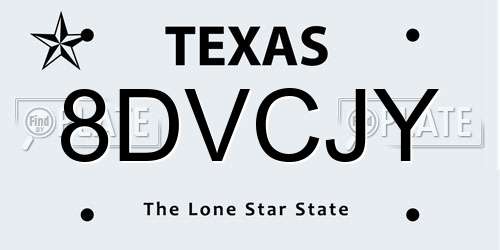 8DVCJY Texas License Plate