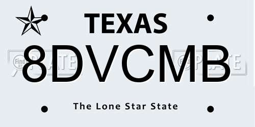 8DVCMB Texas License Plate
