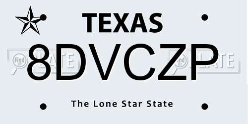 8DVCZP Texas License Plate