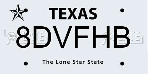 8DVFHB Texas License Plate