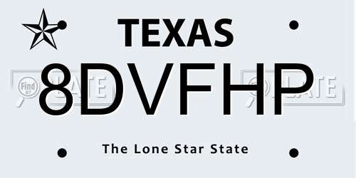 8DVFHP Texas License Plate
