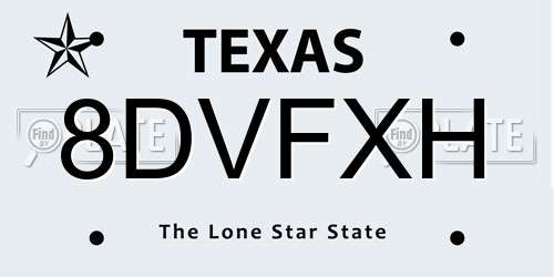 8DVFXH Texas License Plate