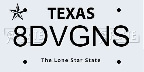 8DVGNS Texas License Plate