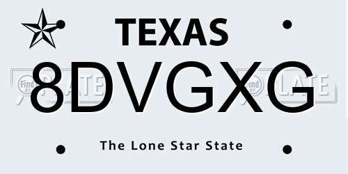 8DVGXG Texas License Plate