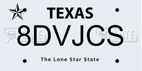 8DVJCS Texas License Plate