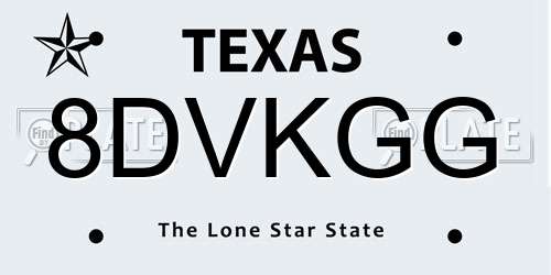 8DVKGG Texas License Plate