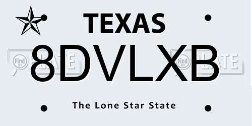8DVLXB Texas License Plate