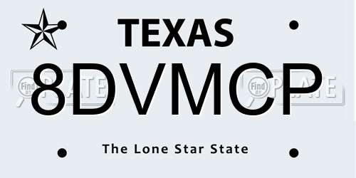 8DVMCP Texas License Plate