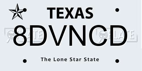 8DVNCD Texas License Plate