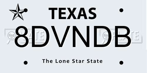 8DVNDB Texas License Plate