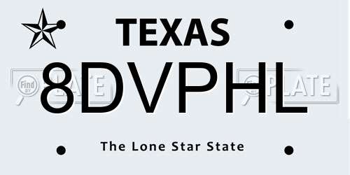 8DVPHL Texas License Plate