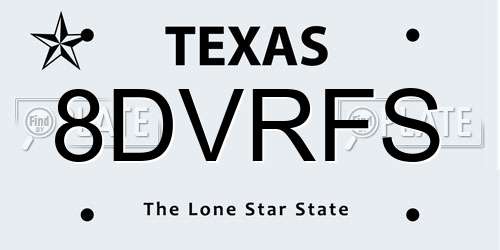 8DVRFS Texas License Plate