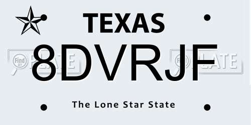 8DVRJF Texas License Plate