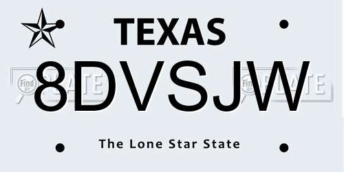 8DVSJW Texas License Plate