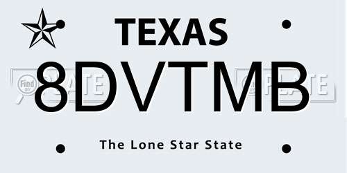 8DVTMB Texas License Plate