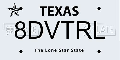 8DVTRL Texas License Plate