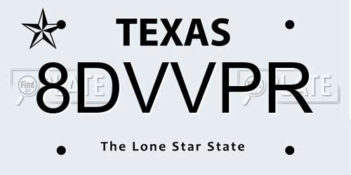 8DVVPR Texas License Plate