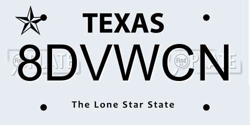 8DVWCN Texas License Plate