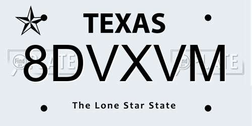 8DVXVM Texas License Plate