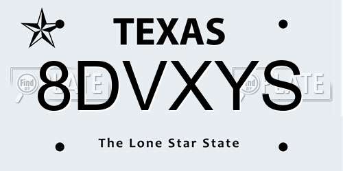 8DVXYS Texas License Plate
