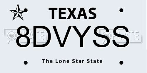 8DVYSS Texas License Plate