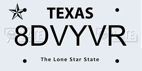 8DVYVR Texas License Plate