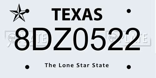 8DZ0522 Texas License Plate