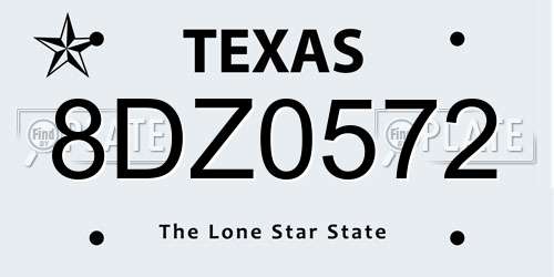 8DZ0572 Texas License Plate
