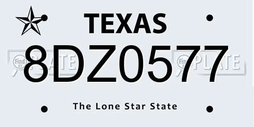 8DZ0577 Texas License Plate